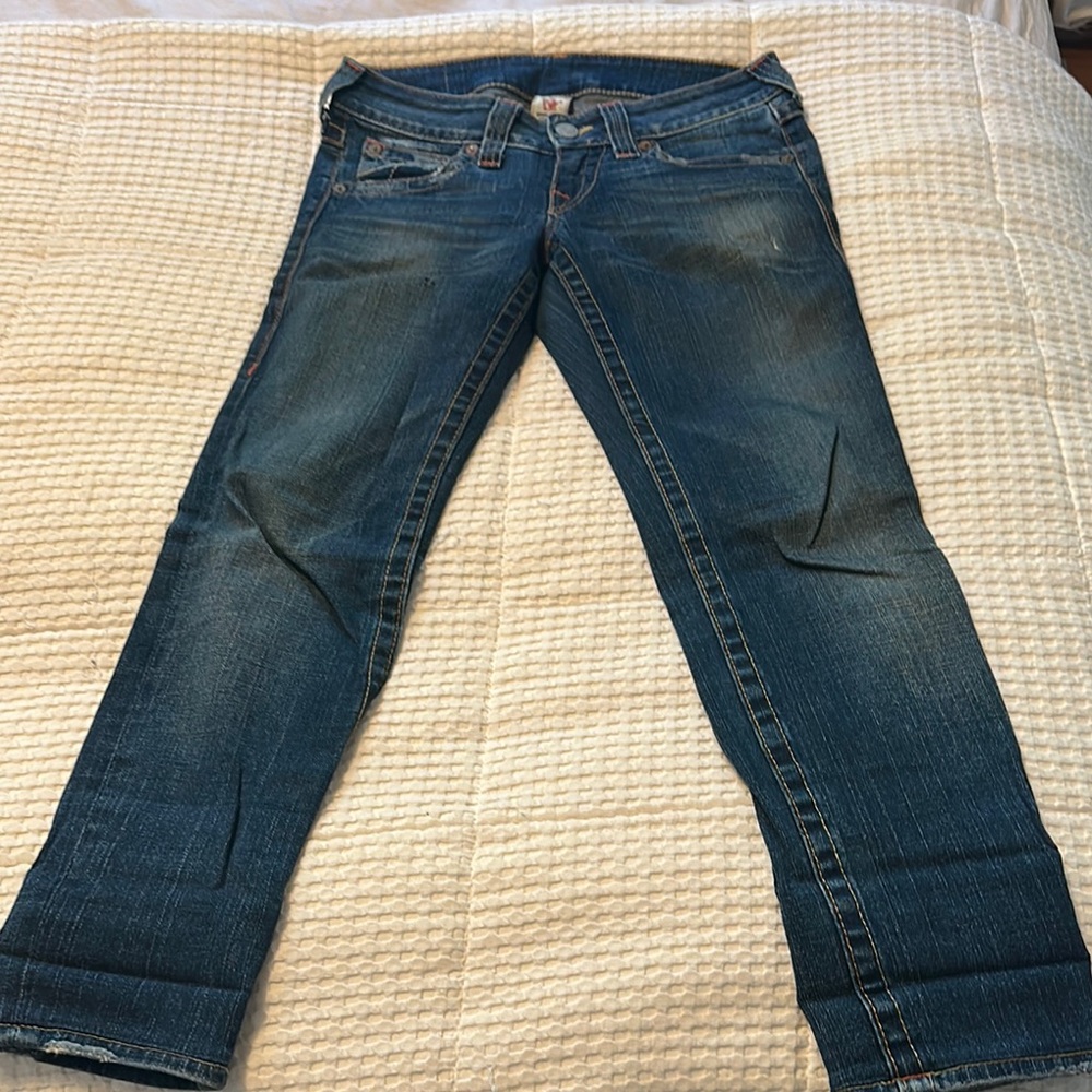 True Religion Blue Straight Leg Jeans Classic Style - Picture 3 of 4